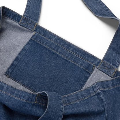 Bio - Jeanstasche • kunterbuntes Chamäleon – bestickt, blau - Wonderwazek