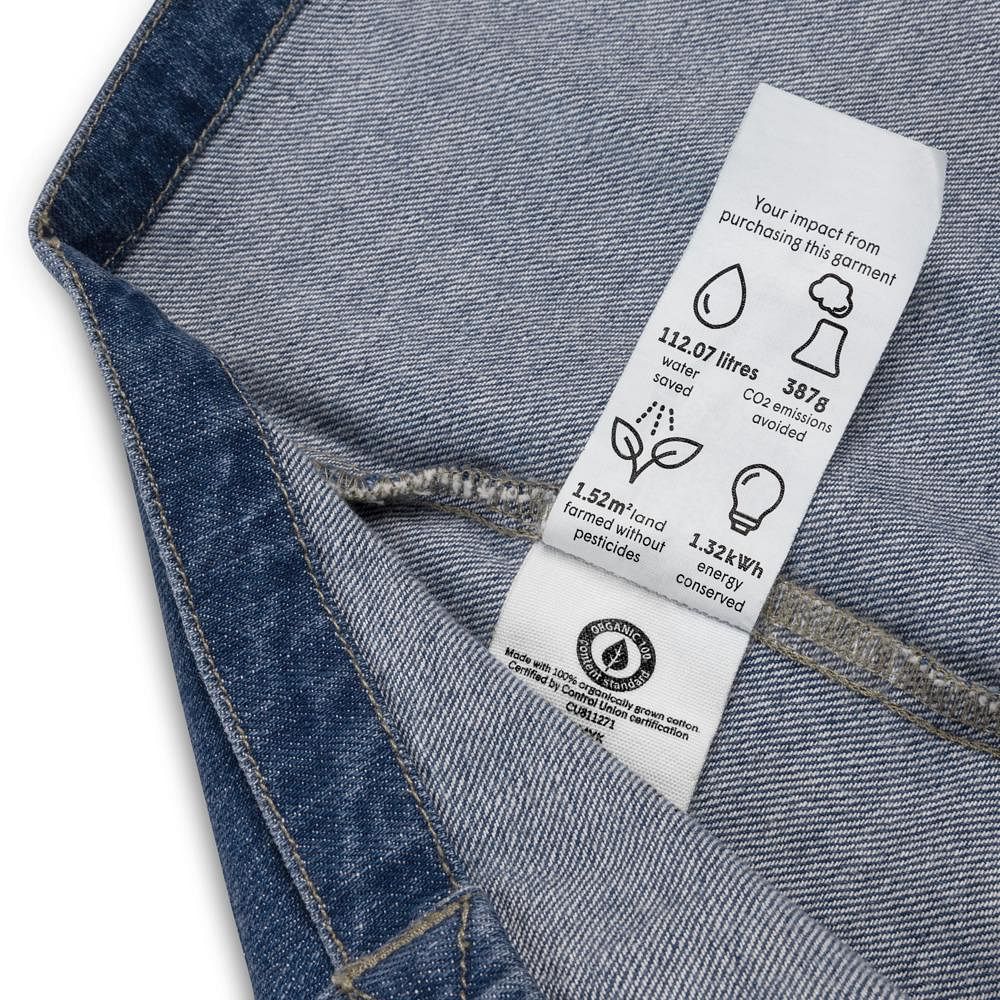 Bio - Jeanstasche • kunterbuntes Chamäleon – bestickt, blau - Wonderwazek