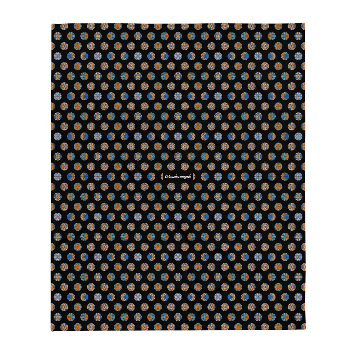 Decke • Blankas Blumen – Punkte, blau, orange, schwarz - Wonderwazek