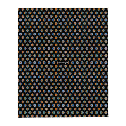 Decke • Blankas Blumen – Punkte, blau, orange, schwarz - Wonderwazek