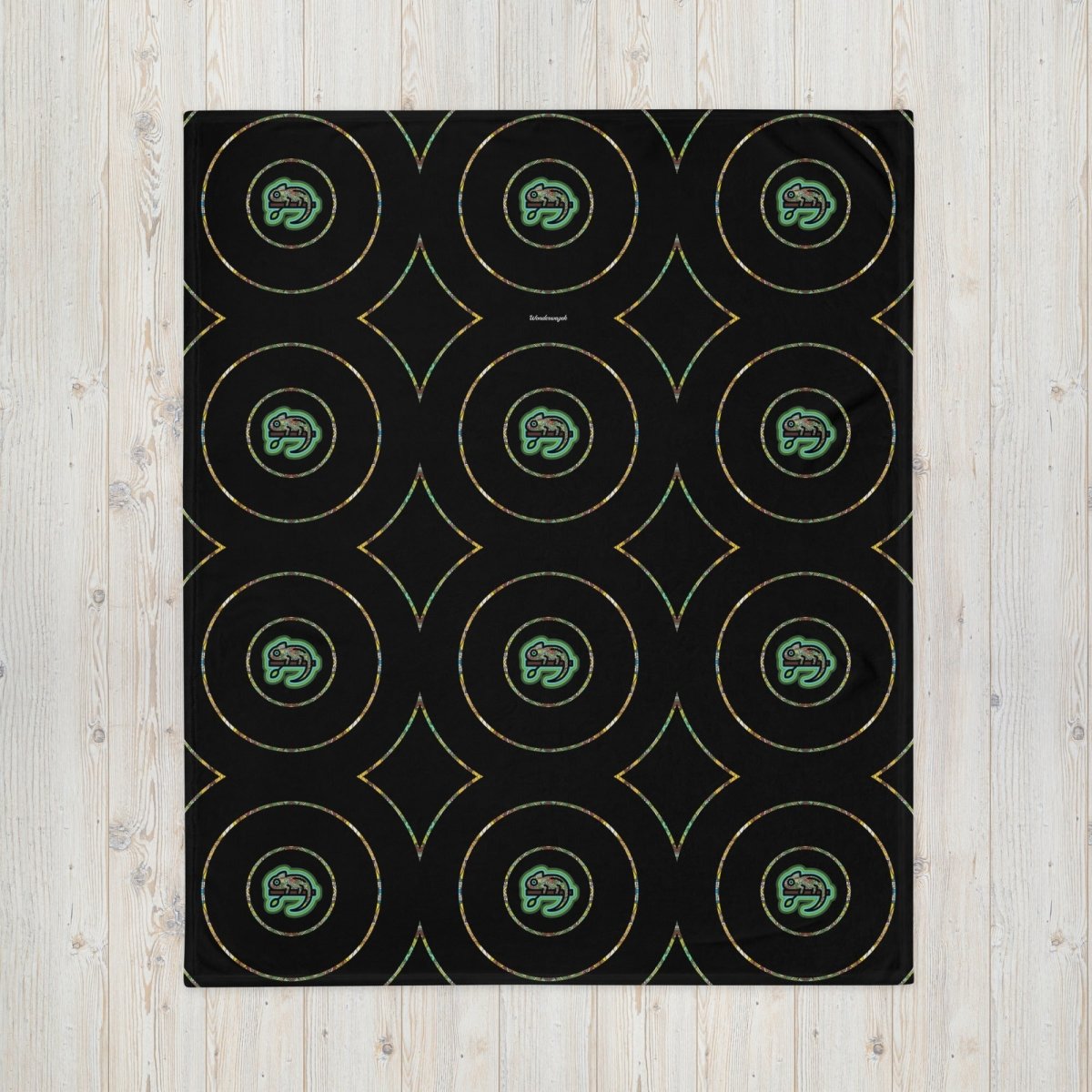 Decke • dezente Kreise, Chamäleons – grün, schwarz - Wonderwazek