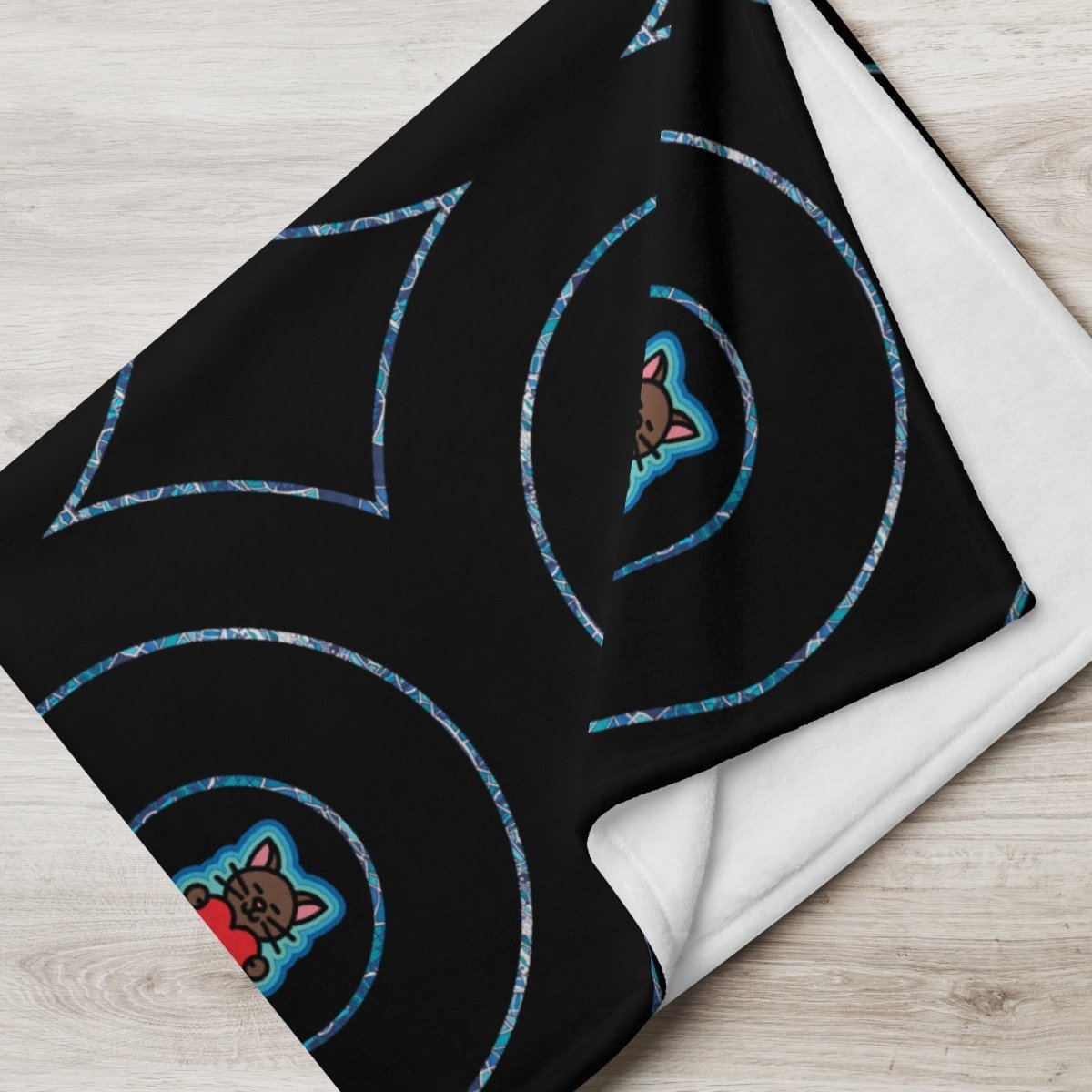 Decke • dezente Kreise, Katzen – blau, schwarz - Wonderwazek
