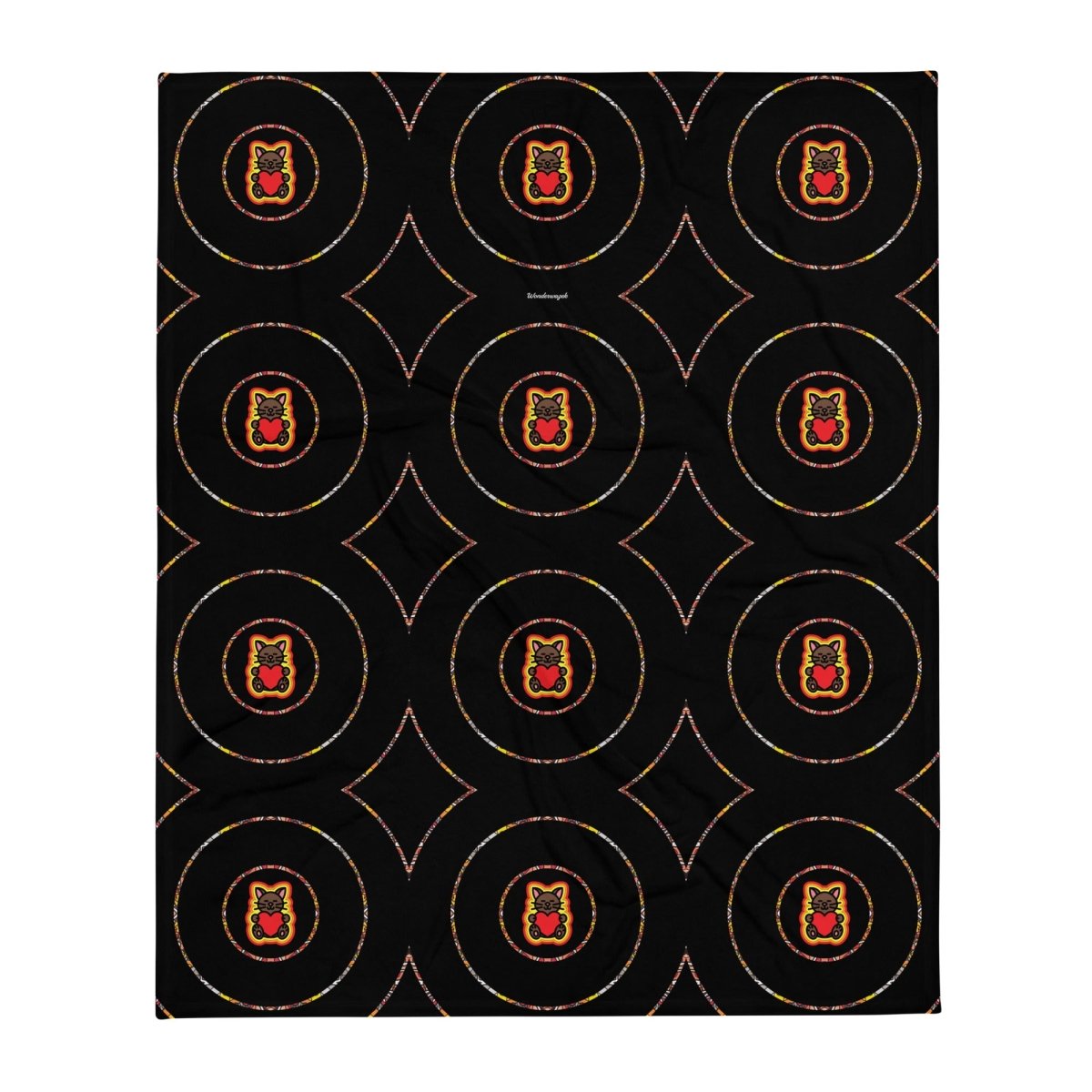 Decke • dezente Kreise, Katzen – orange, schwarz - Wonderwazek