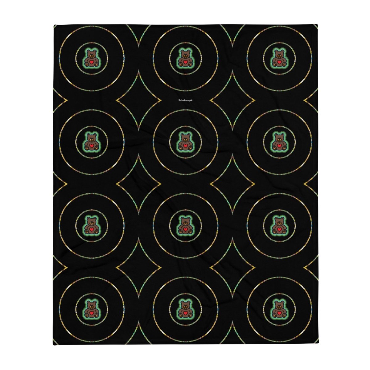 Decke • dezente Kreise, Teddys – grün, schwarz - Wonderwazek