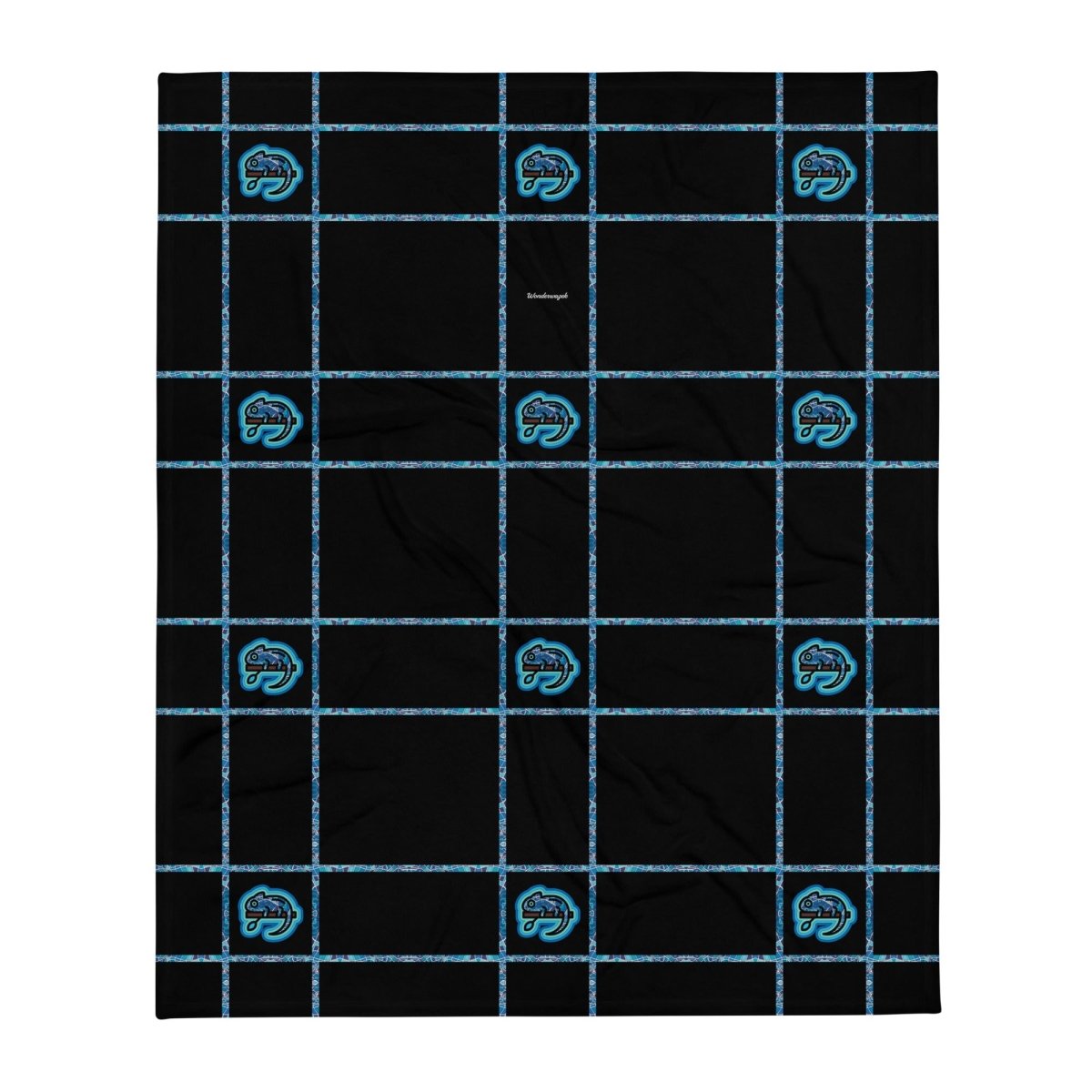 Decke • dezente Linien, Chamäleons – blau, schwarz - Wonderwazek