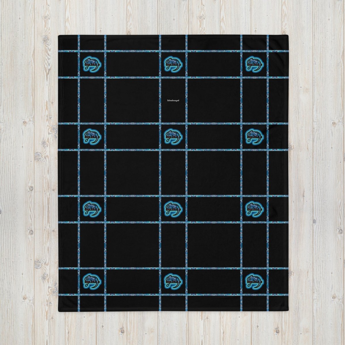 Decke • dezente Linien, Chamäleons – blau, schwarz - Wonderwazek
