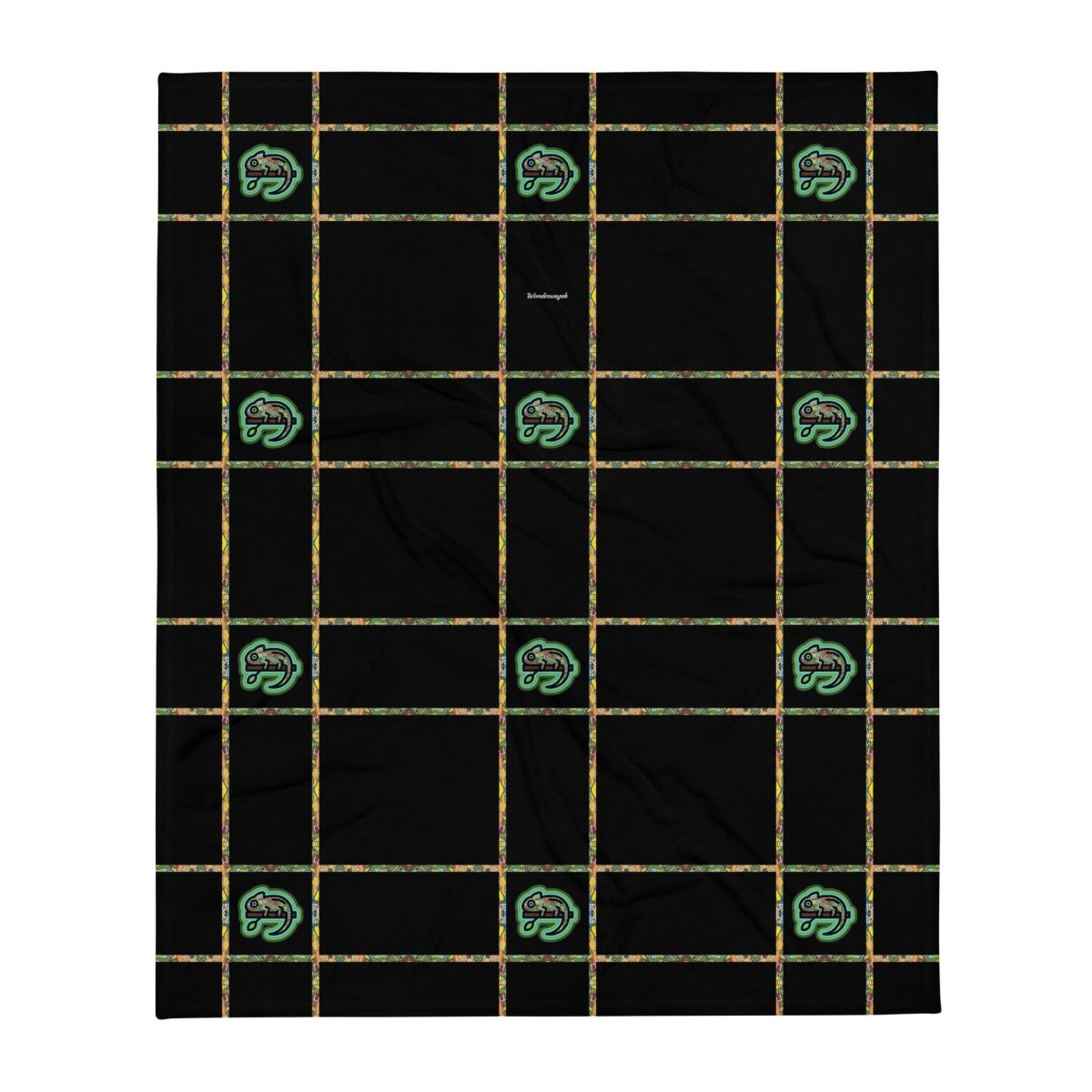 Decke • dezente Linien, Chamäleons – grün, schwarz - Wonderwazek