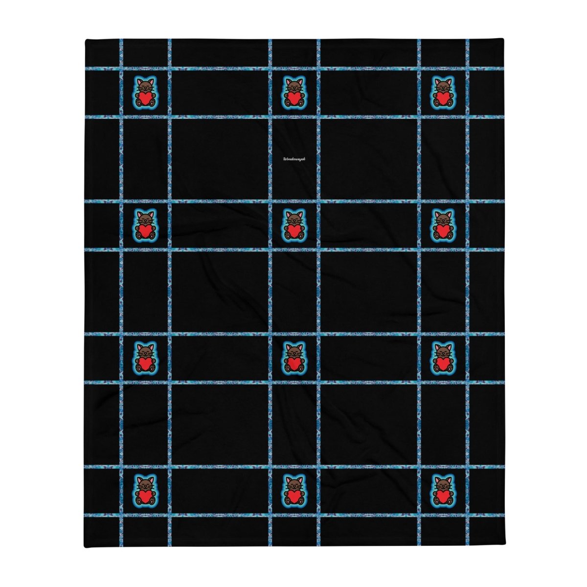 Decke • dezente Linien, Katzen – blau, schwarz - Wonderwazek