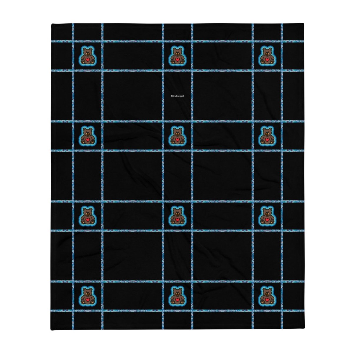 Decke • dezente Linien, Teddys – blau, schwarz - Wonderwazek
