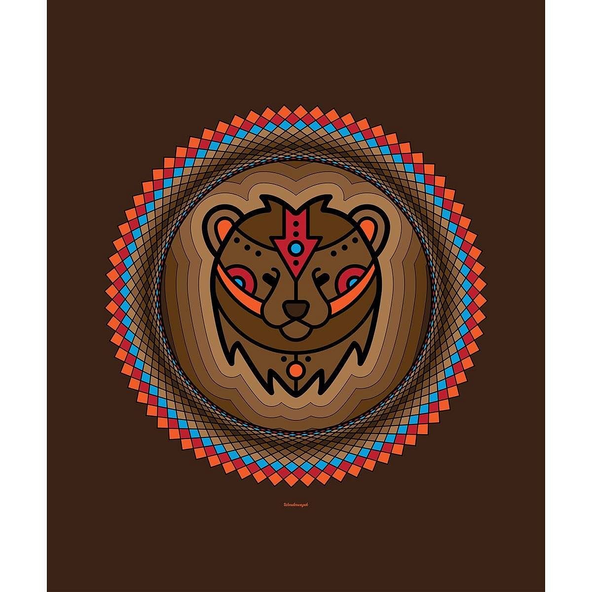Decke • Tribal Bär – bunt, braun - Wonderwazek