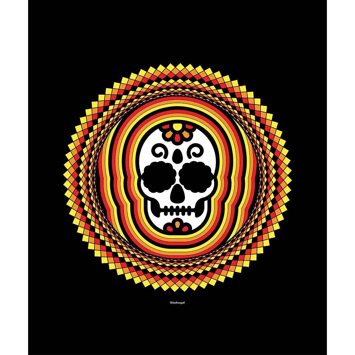 Decke • Tribal Totenkopf – gelb, orange, rot, schwarz - Wonderwazek