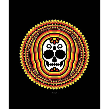 Decke • Tribal Totenkopf – gelb, orange, rot, schwarz - Wonderwazek