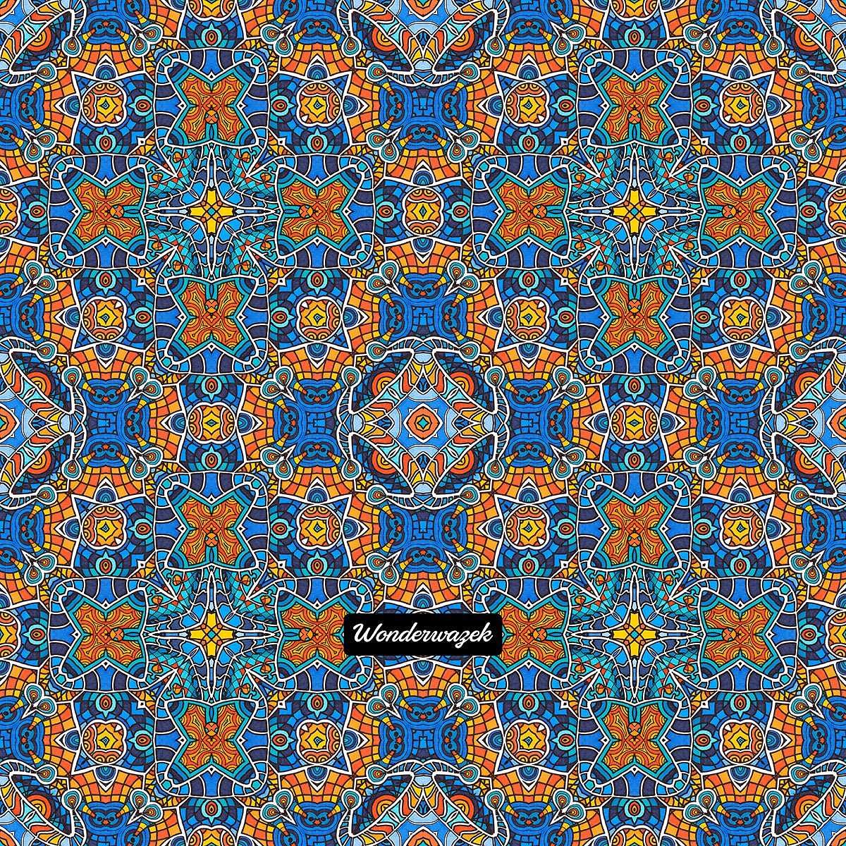 Einkaufstasche • Blankas Blumen – Kaleidoskop, blau, orange - Wonderwazek