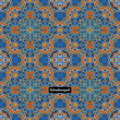 Einkaufstasche • Blankas Blumen – Kaleidoskop, blau, orange - Wonderwazek