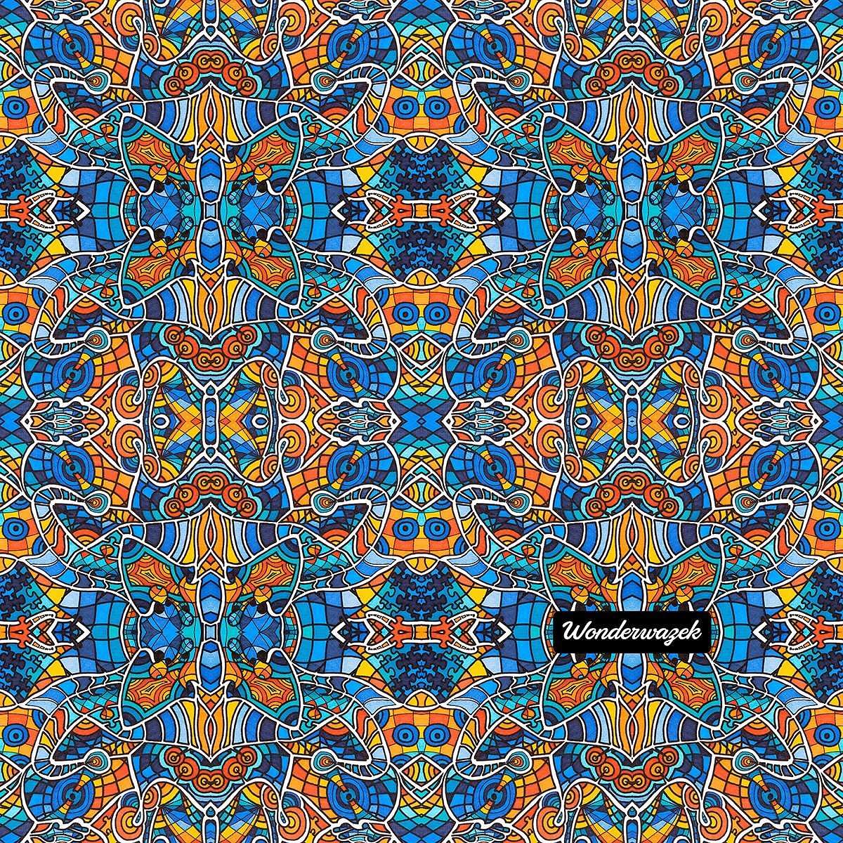 Einkaufstasche • Blankas Blumen – Variation 1, blau, gelb, orange - Wonderwazek