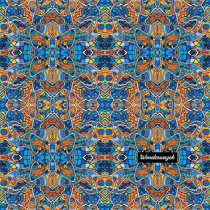 Einkaufstasche • Blankas Blumen – Variation 1, blau, gelb, orange - Wonderwazek