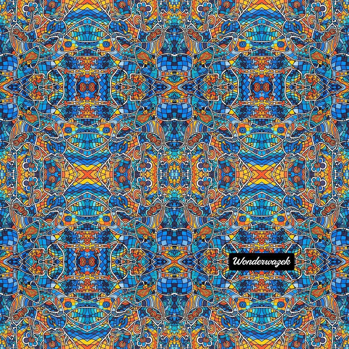 Einkaufstasche • Blankas Blumen – Variation 2, blau, gelb, orange - Wonderwazek