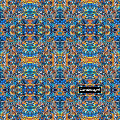 Einkaufstasche • Blankas Blumen – Variation 2, blau, gelb, orange - Wonderwazek