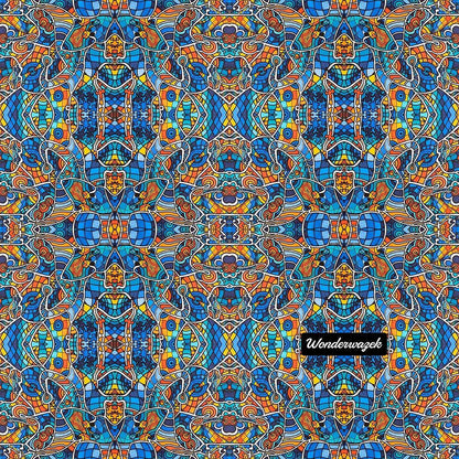 Einkaufstasche • Blankas Blumen – Variation 3, blau, gelb, orange - Wonderwazek