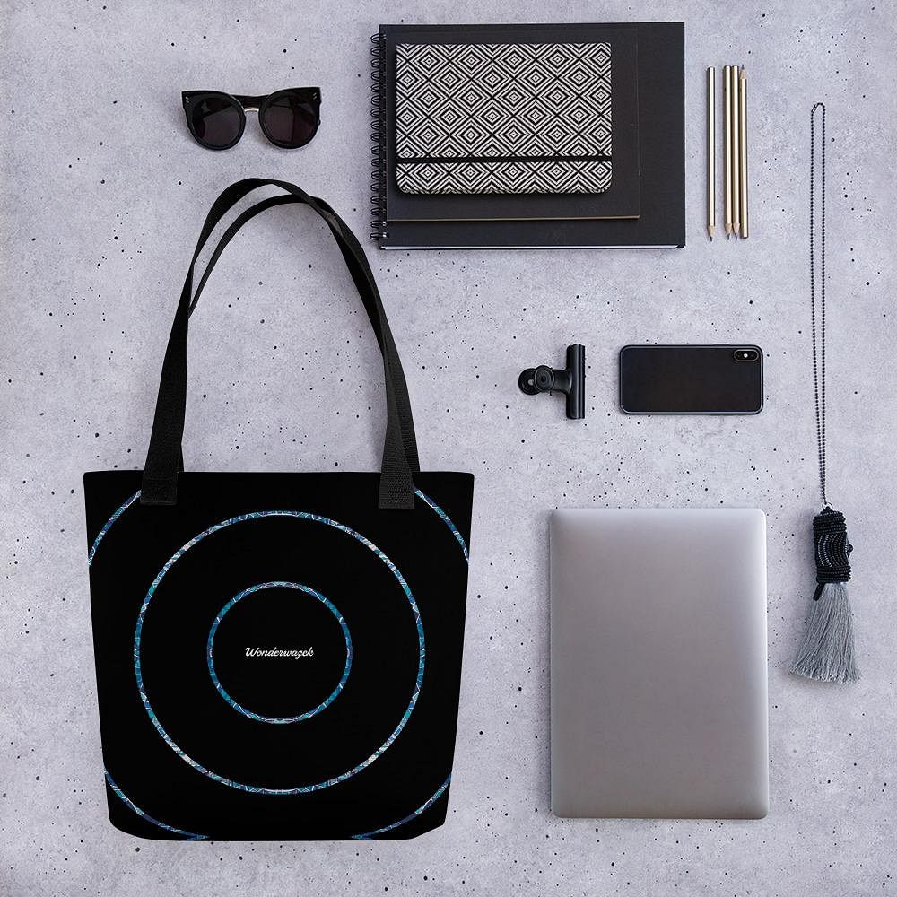 Einkaufstasche • dezente Kreise – blau, schwarz - Wonderwazek