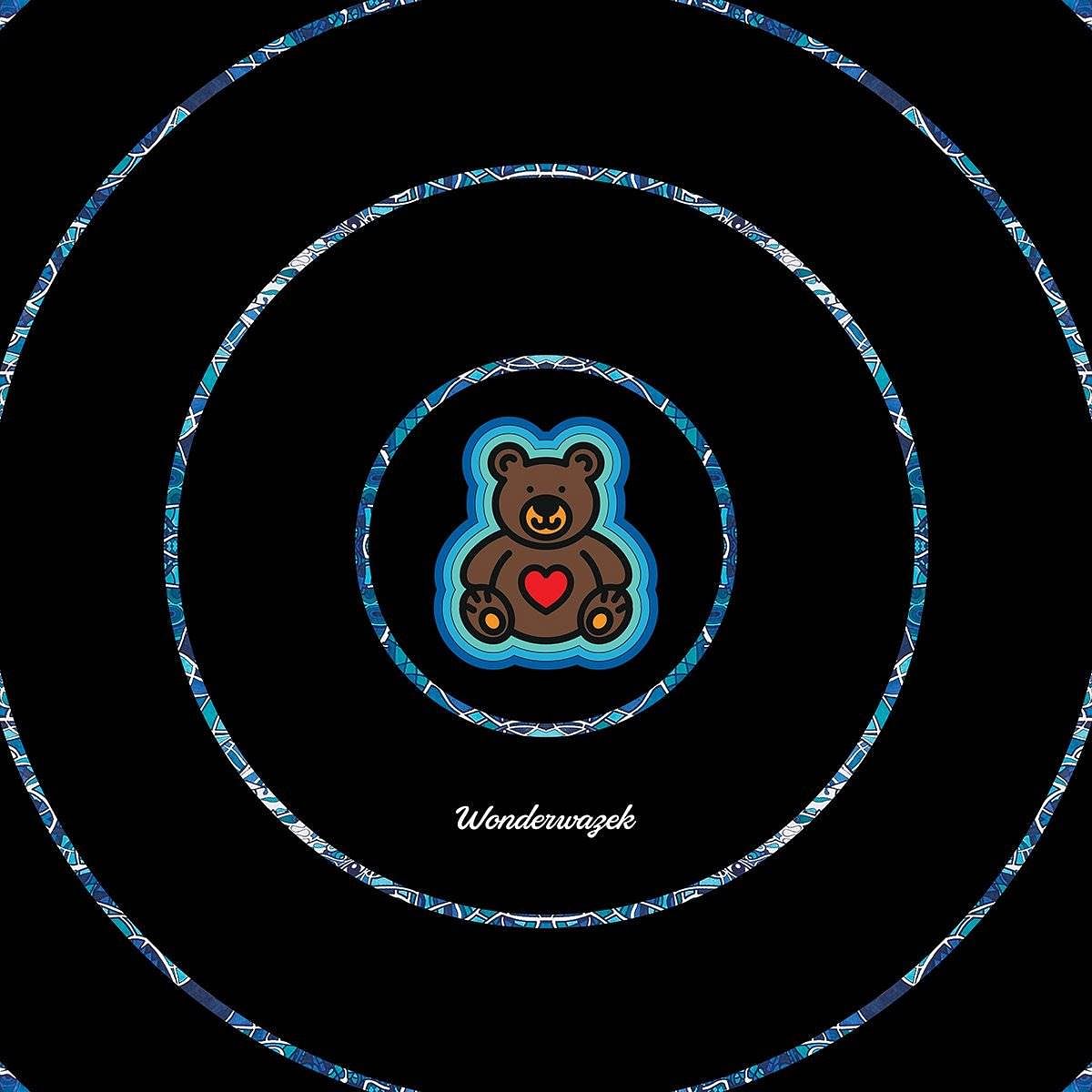 Einkaufstasche • dezente Kreise, Teddy mit Herz – blau, schwarz - Wonderwazek