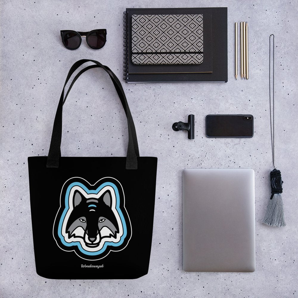 Einkaufstasche • einsamer Wolf – blau, schwarz