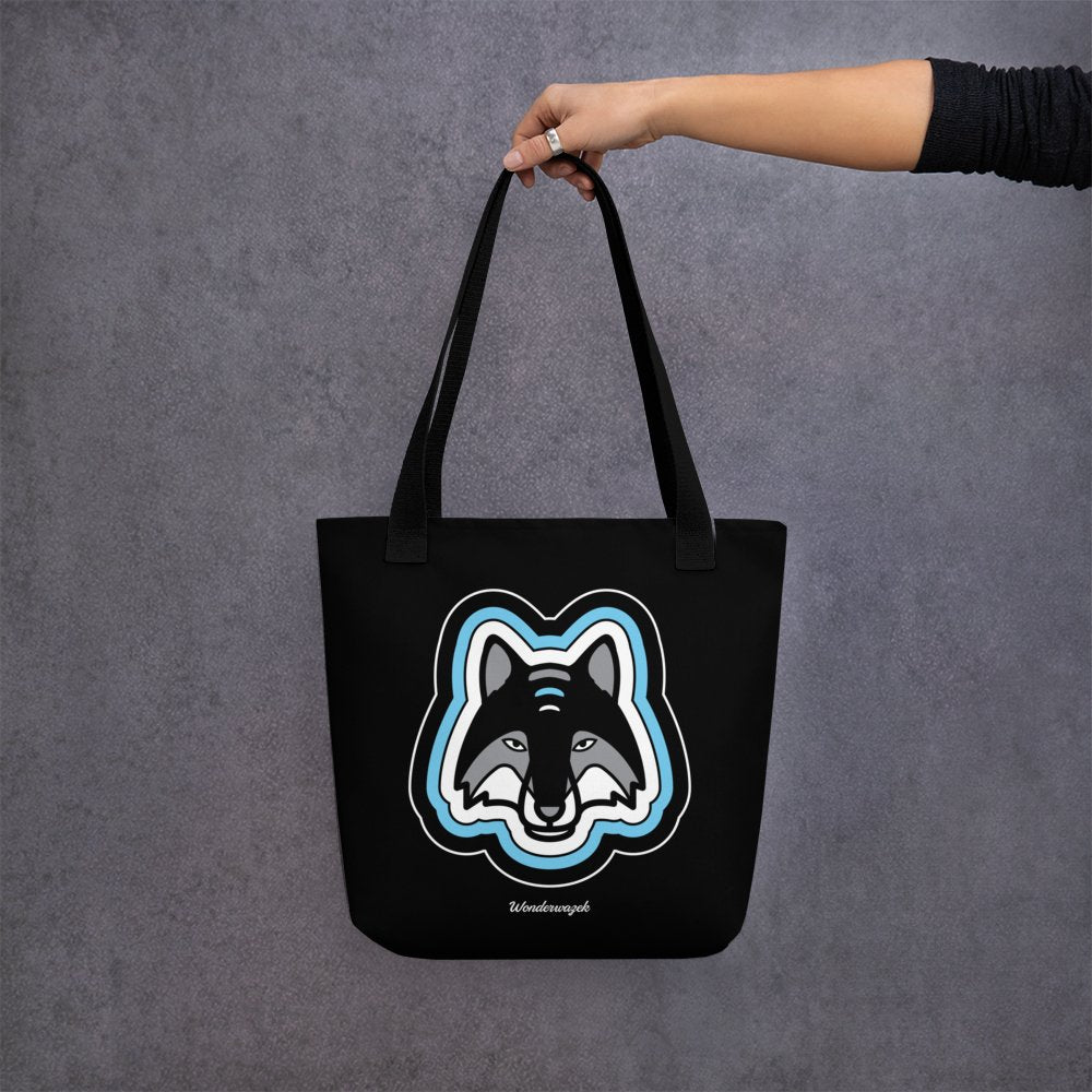 Einkaufstasche • einsamer Wolf – blau, schwarz