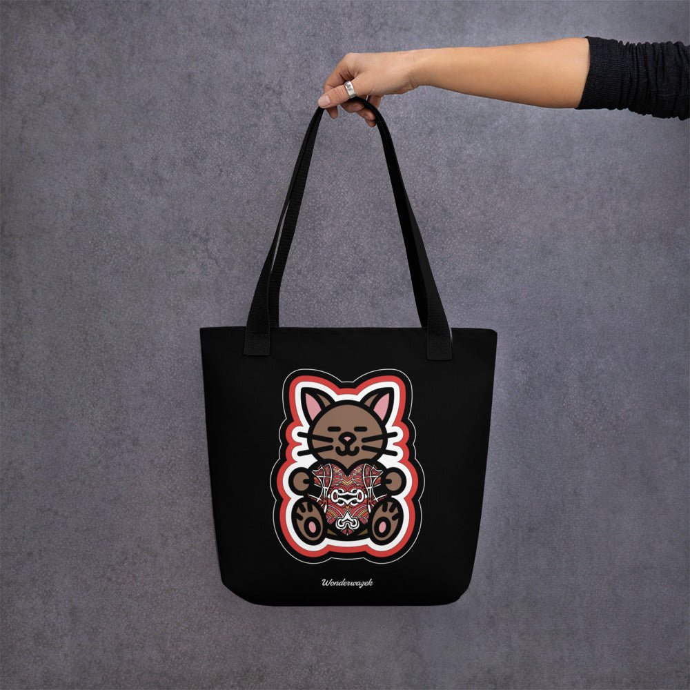 Einkaufstasche • Katze mit Herz – Zirkus, rot, schwarz