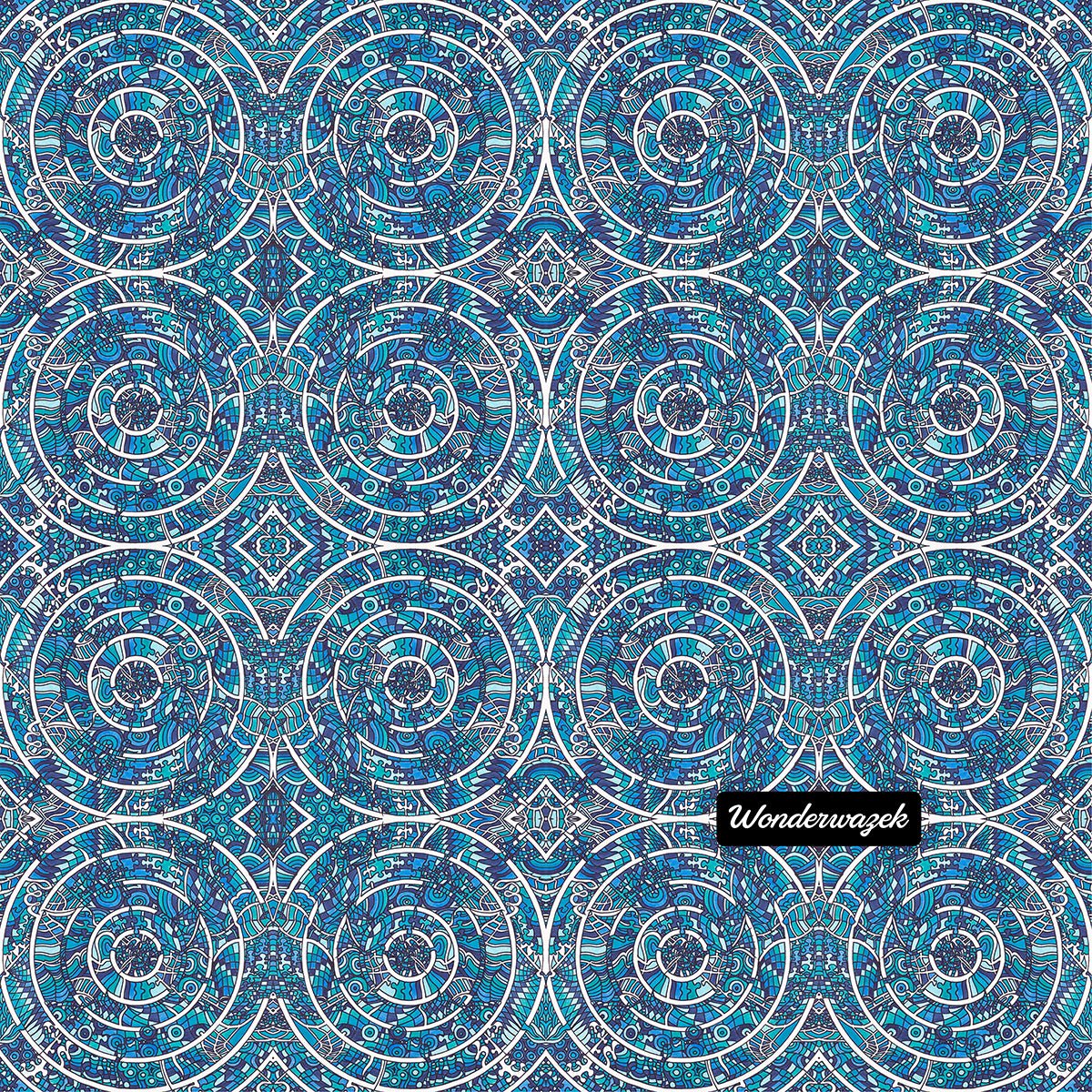 Einkaufstasche • Kreiswelle – Variation 3, blau, weiß - Wonderwazek