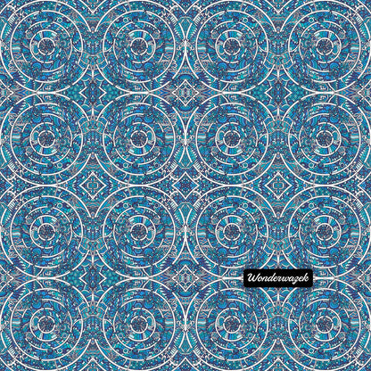 Einkaufstasche • Kreiswelle – Variation 3, blau, weiß - Wonderwazek