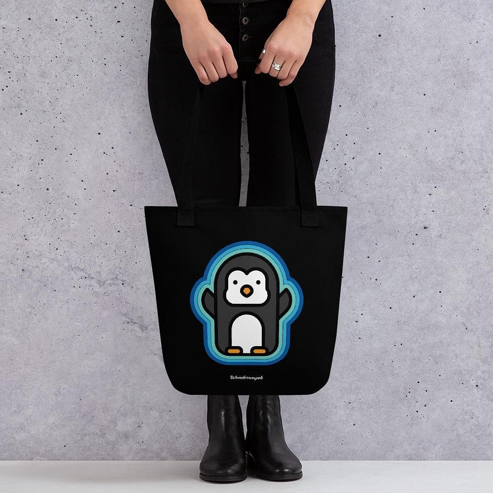 Einkaufstasche • Pinguin – blau, schwarz - Wonderwazek