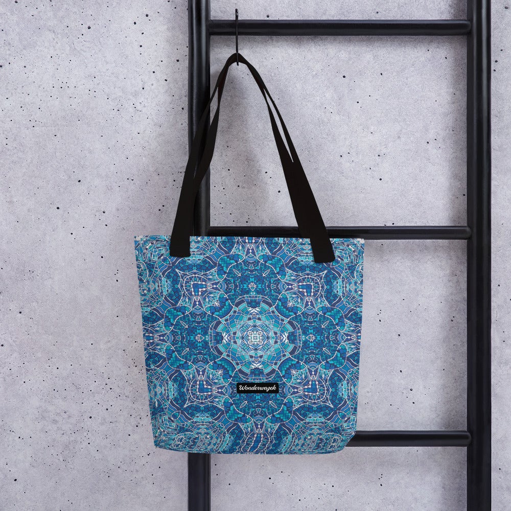 Einkaufstasche • Wassergeister – Kaleidoskop 1, blau, weiß - Wonderwazek