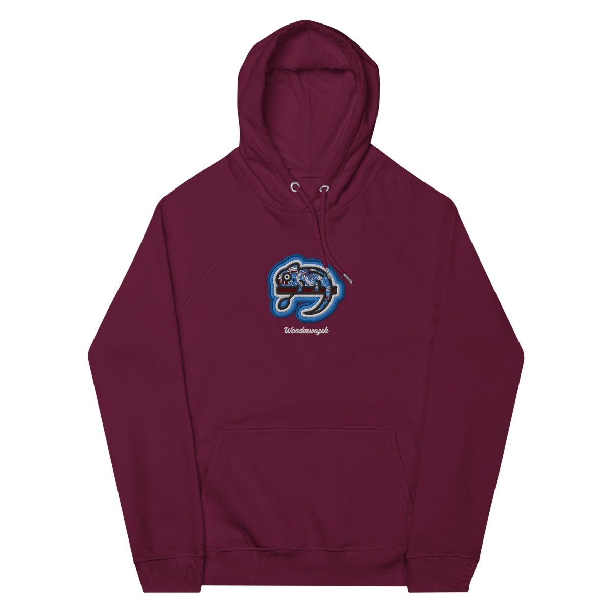 Hoodie Bordeaux • kunterbuntes Chamäleon – Stick GROSS, Blau - Wonderwazek