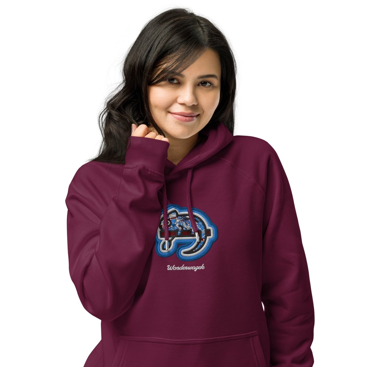 Hoodie Bordeaux • kunterbuntes Chamäleon – Stick GROSS, Blau - Wonderwazek