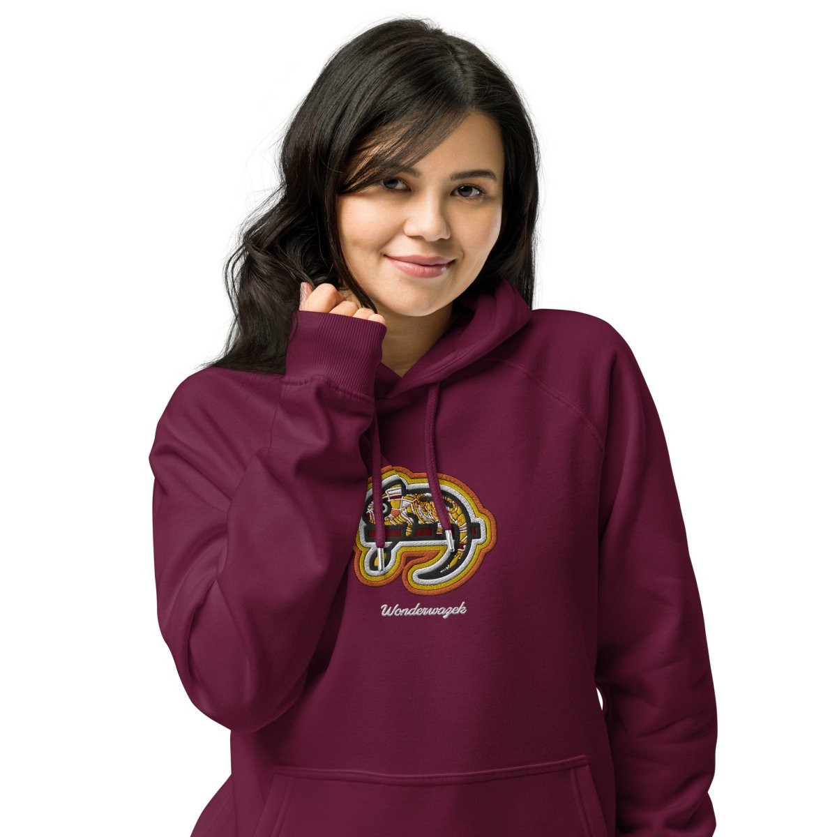 Hoodie Bordeaux • kunterbuntes Chamäleon – Stick GROSS, Orange - Wonderwazek