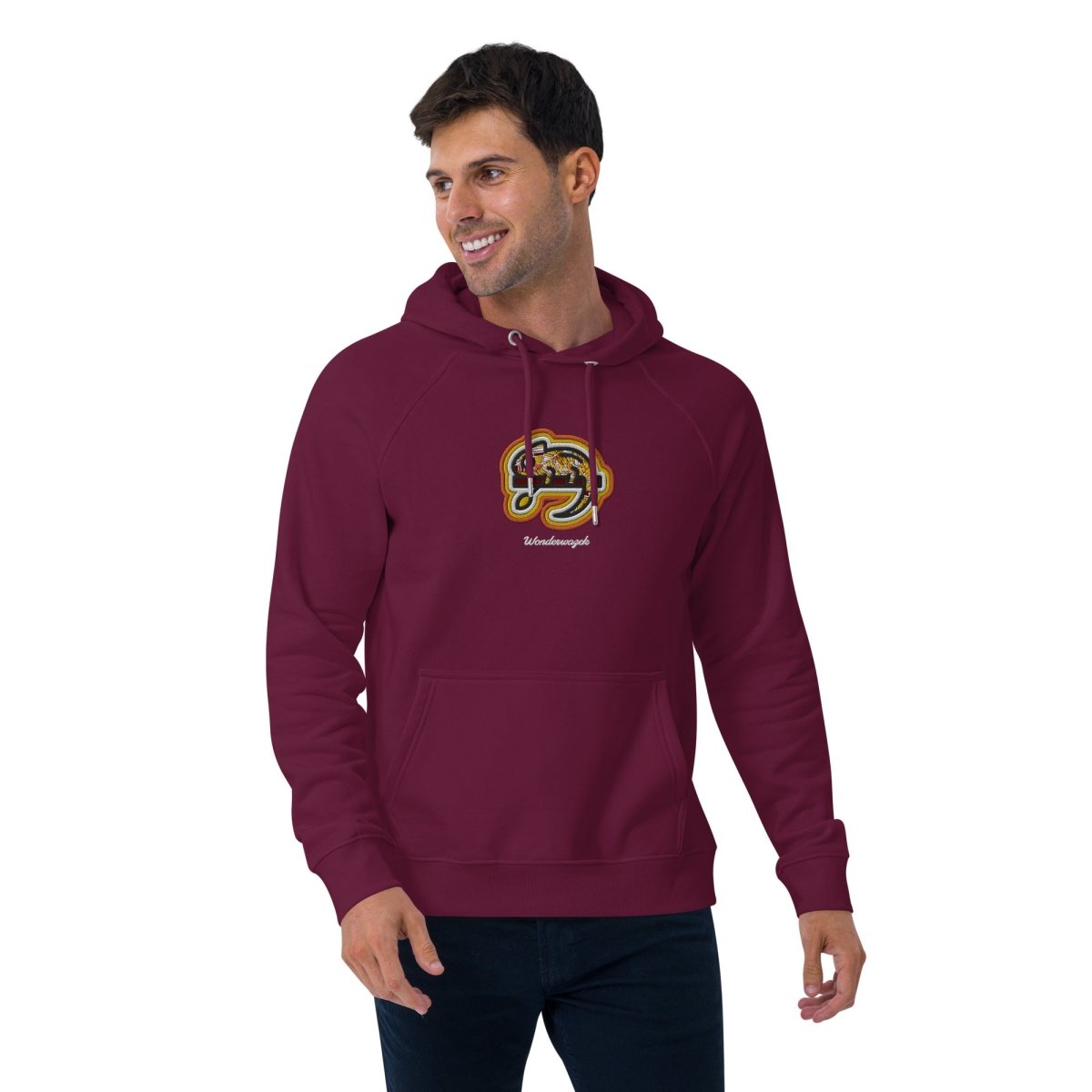 Hoodie Bordeaux • kunterbuntes Chamäleon – Stick GROSS, Orange - Wonderwazek