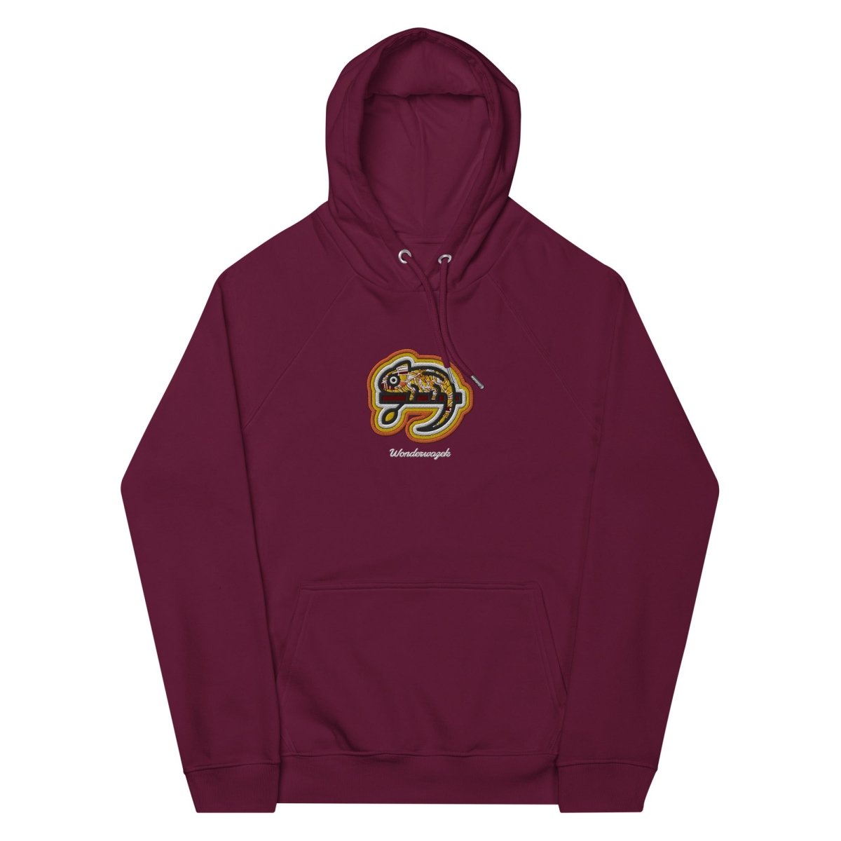 Hoodie Bordeaux • kunterbuntes Chamäleon – Stick GROSS, Orange - Wonderwazek