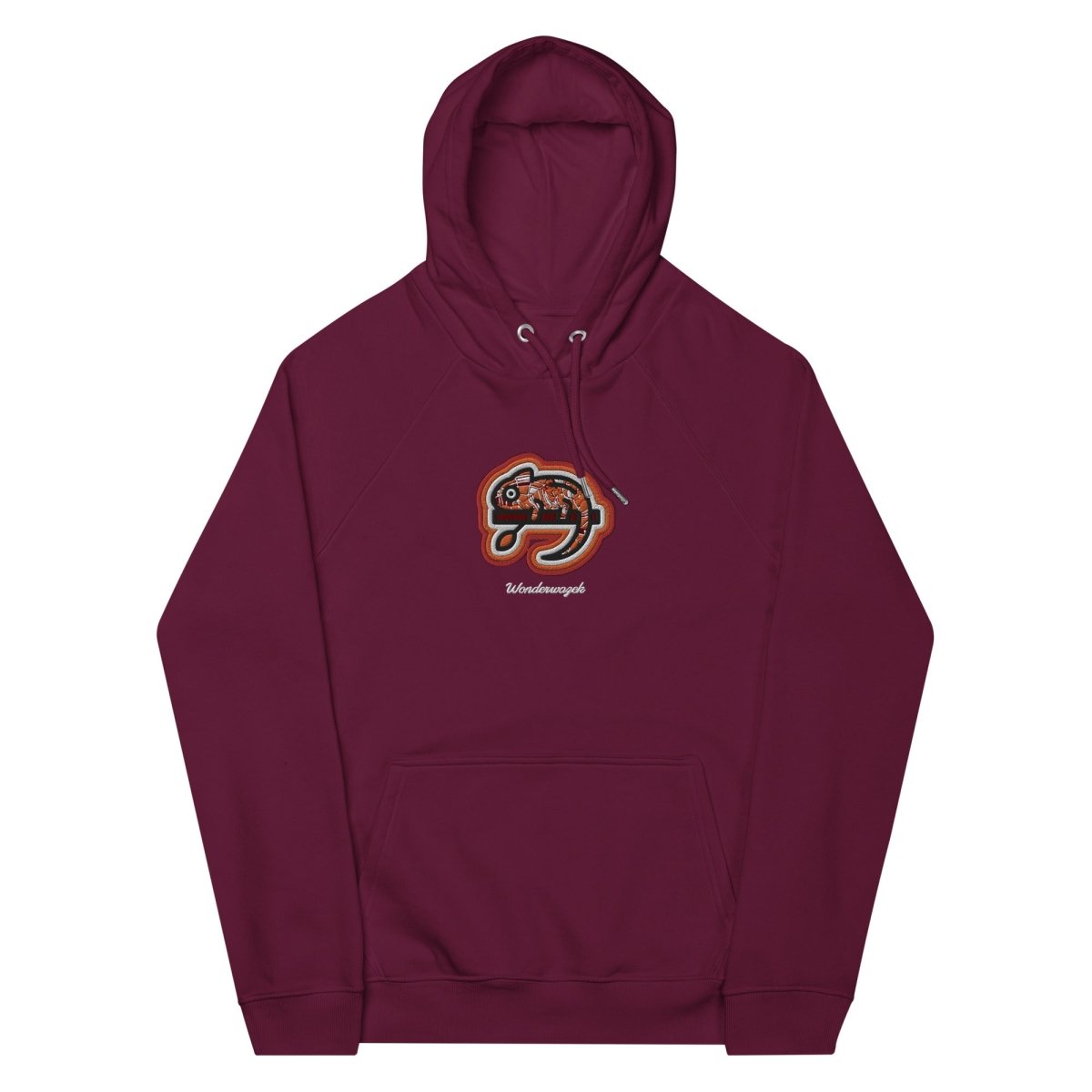 Hoodie Bordeaux • kunterbuntes Chamäleon – Stick GROSS, Rot - Wonderwazek