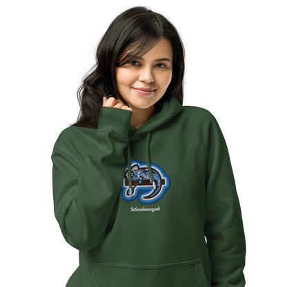 Hoodie Dunkelgrün • kunterbuntes Chamäleon – Stick GROSS, Blau - Wonderwazek