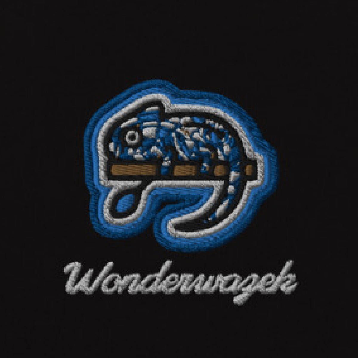 Hoodie • kunterbuntes Chamäleon – bestickt, blau - Wonderwazek