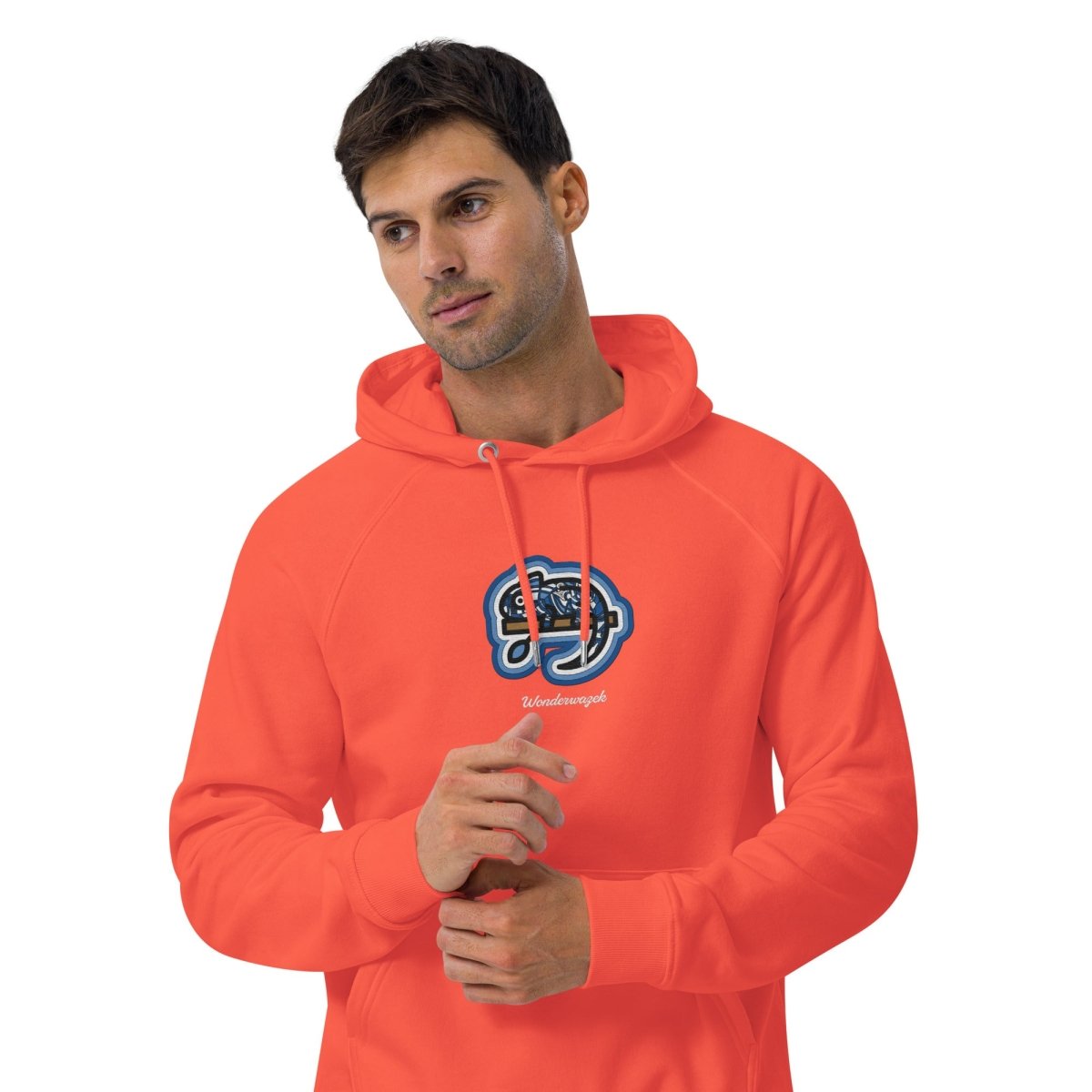 Hoodie Orange • kunterbuntes Chamäleon – Stick GROSS, Blau - Wonderwazek