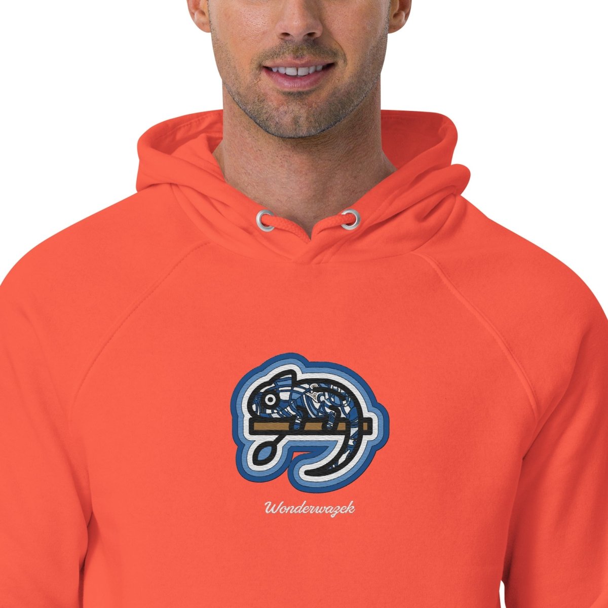 Hoodie Orange • kunterbuntes Chamäleon – Stick GROSS, Blau - Wonderwazek