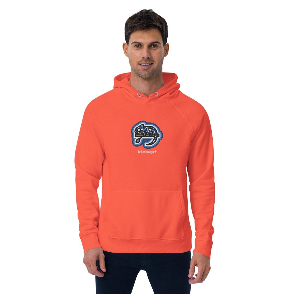 Hoodie Orange • kunterbuntes Chamäleon – Stick GROSS, Blau - Wonderwazek