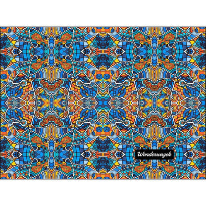 Laptophülle • Blankas Blumen – Variation 1, blau, gelb, orange - Wonderwazek