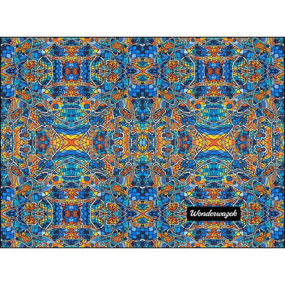 Laptophülle • Blankas Blumen – Variation 2, blau, gelb, orange - Wonderwazek