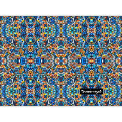 Laptophülle • Blankas Blumen – Variation 3, blau, gelb, orange - Wonderwazek