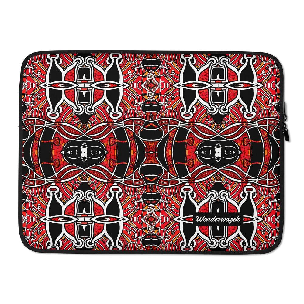 Laptophülle • Zirkus – Variation 3, rot, schwarz, weiß - Wonderwazek