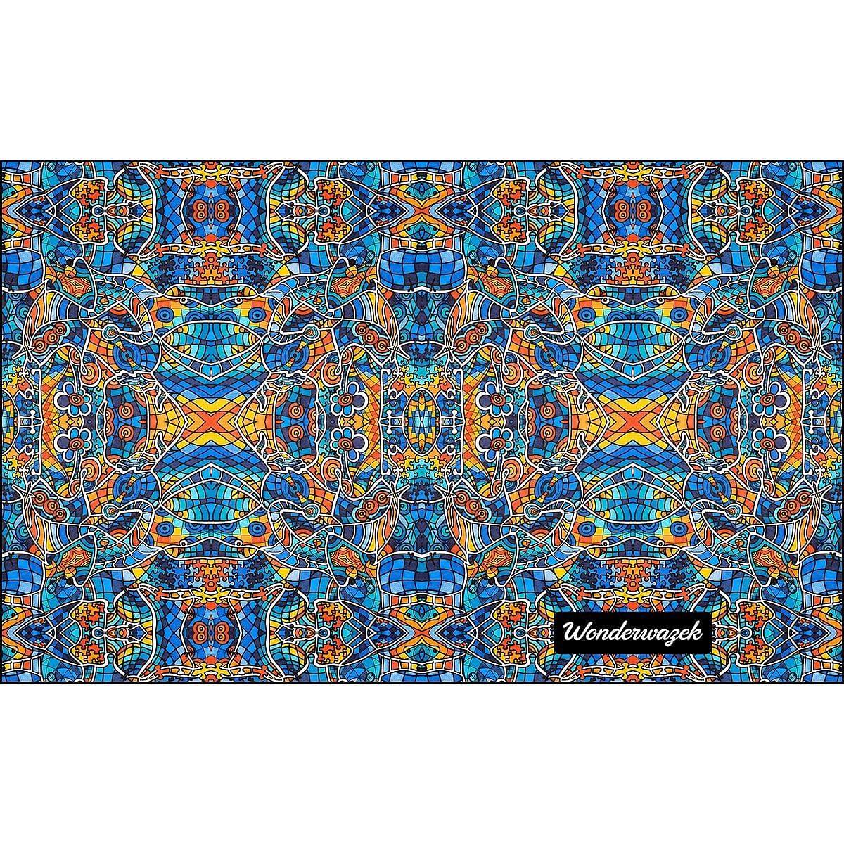 Kissen • Blankas Blumen – Variation 2, blau, gelb, orange - Wonderwazek