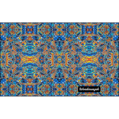 Kissen • Blankas Blumen – Variation 2, blau, gelb, orange - Wonderwazek