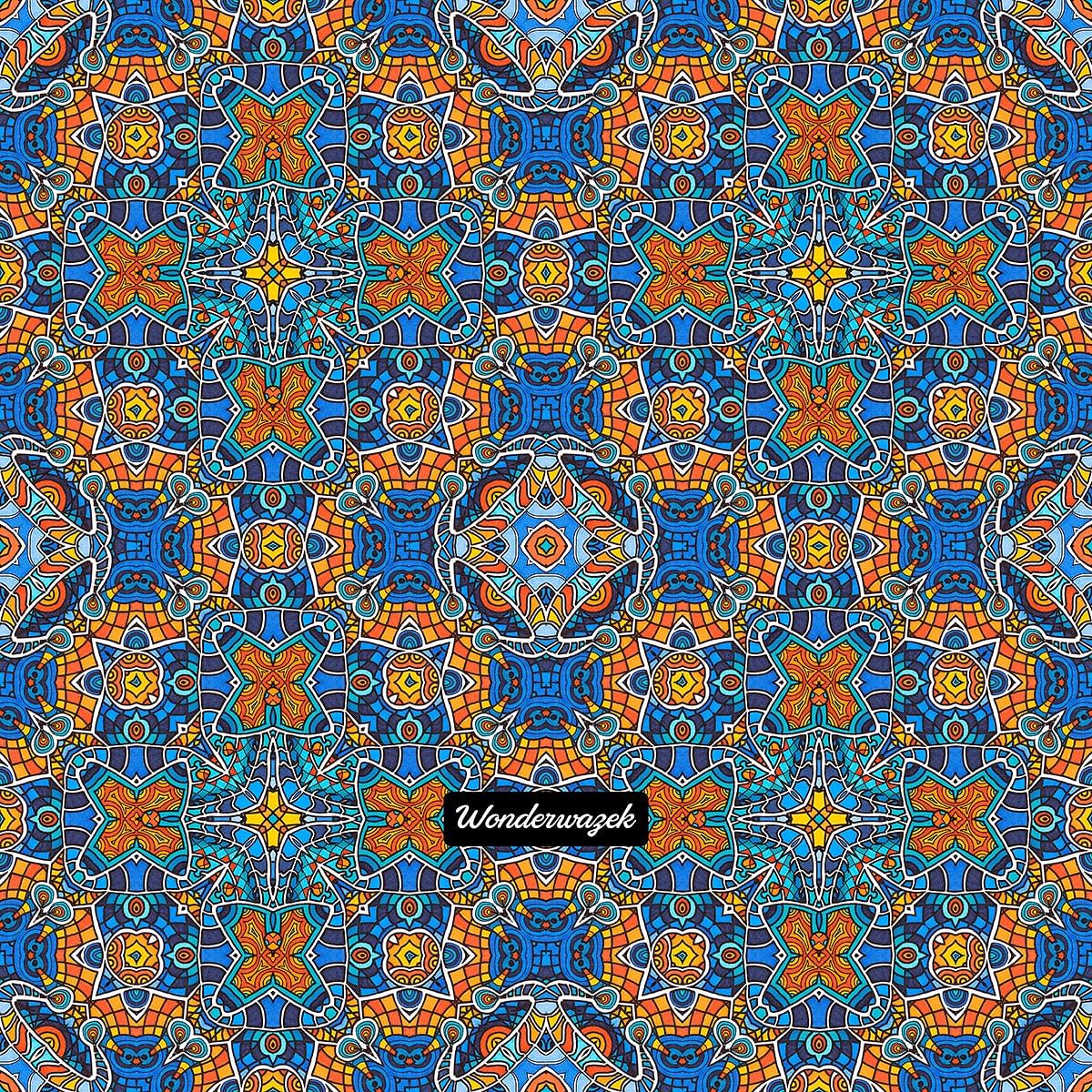 Kissen • Blankas Blumen – Kaleidoskop 1, blau, orange - Wonderwazek